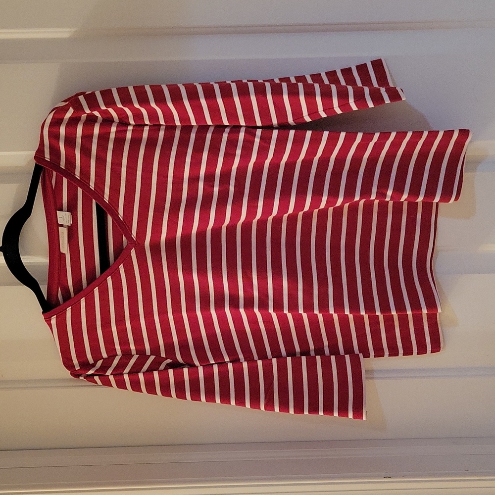 Chicos red and white stripe 3/4 sleeve  medium